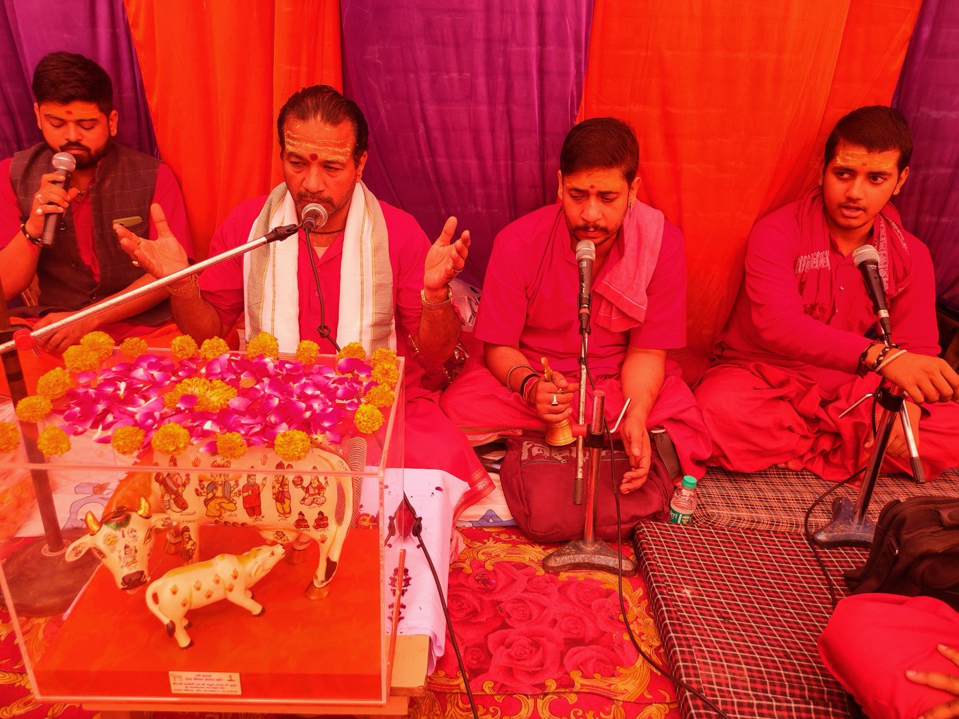 The sacred yagya ceremony in progress